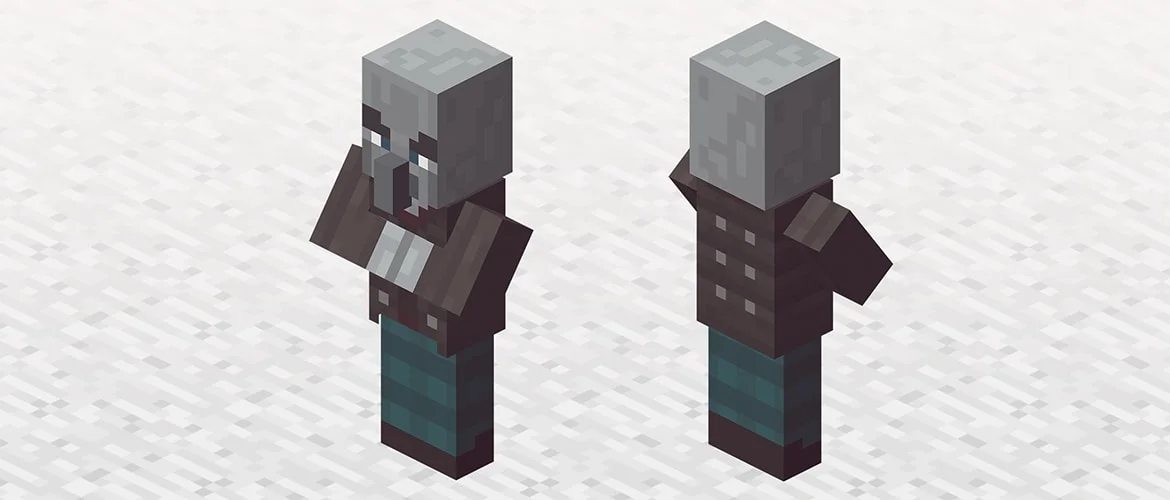 A vindicator, one of the illagers, from Mojang's official artwork