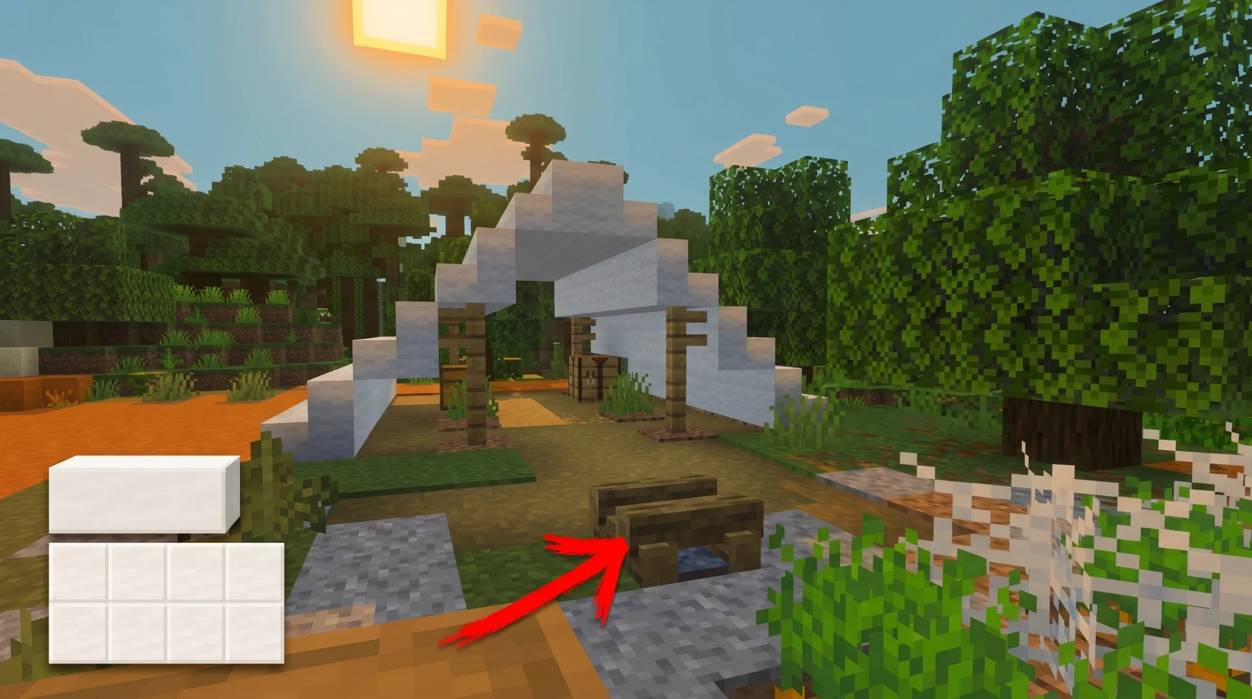 An abandoned camp structure from the Minecraft 26.3 preview