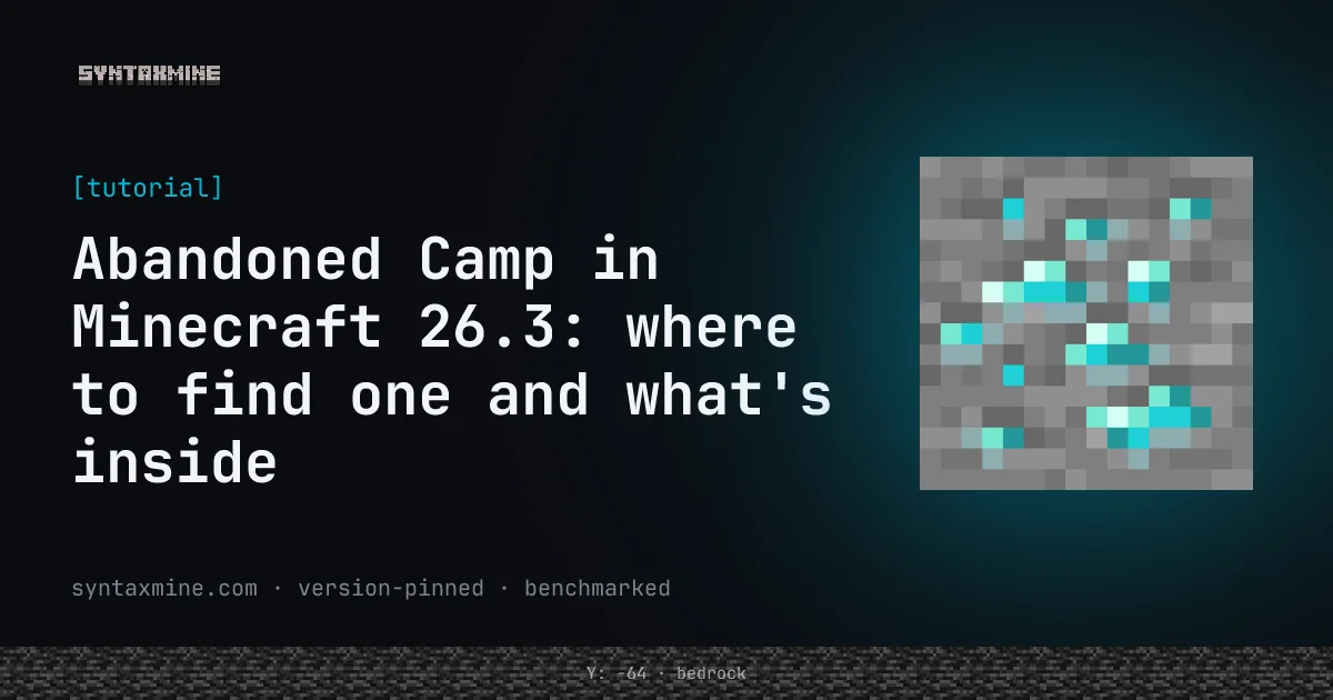 An abandoned camp structure with tents and a campfire in a Minecraft 26.3 forest biome