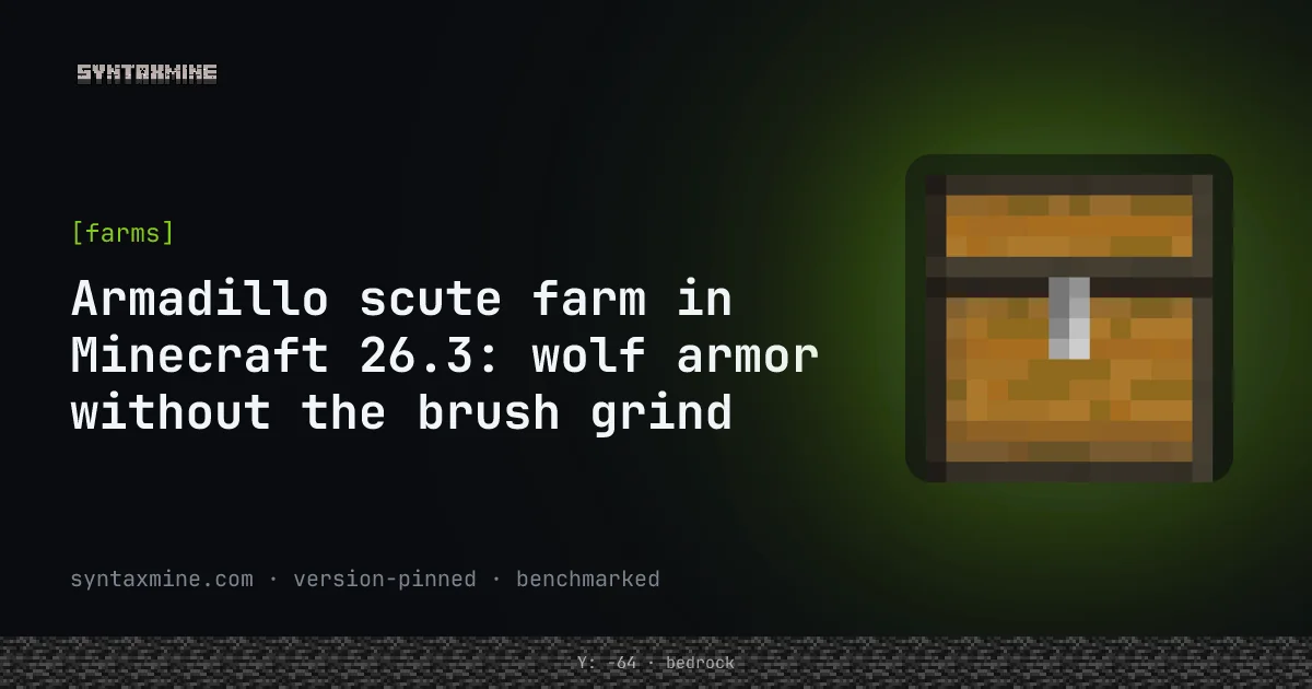 Armadillos in a small pen above hoppers in a Minecraft scute farm
