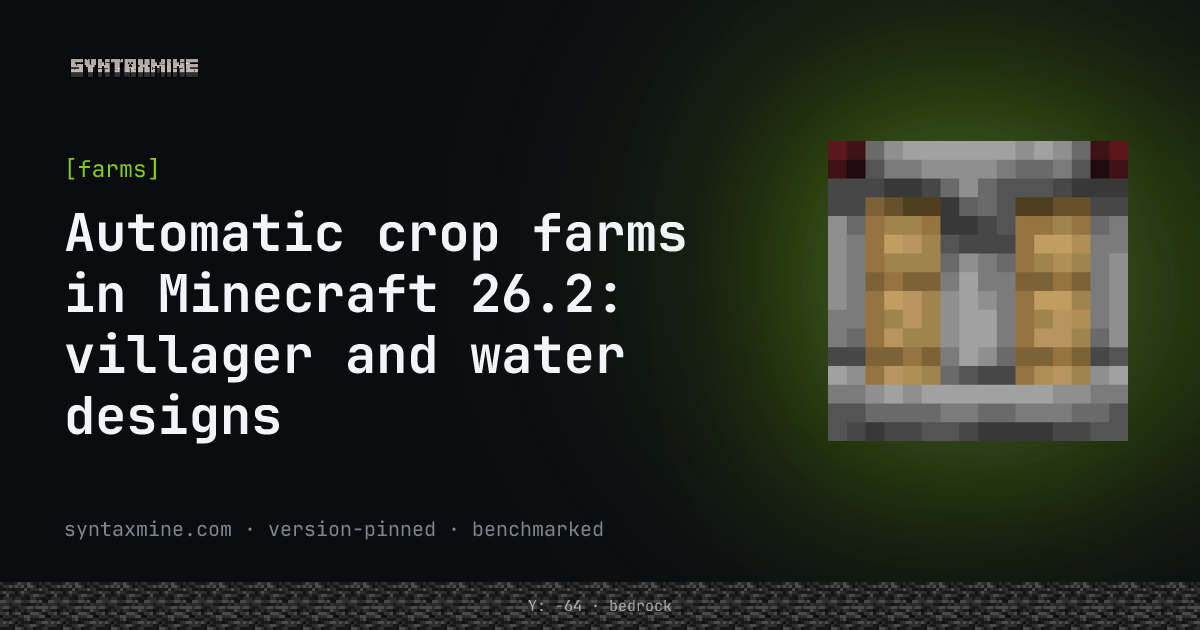 A farmer villager harvesting and replanting wheat above a hopper collection system.