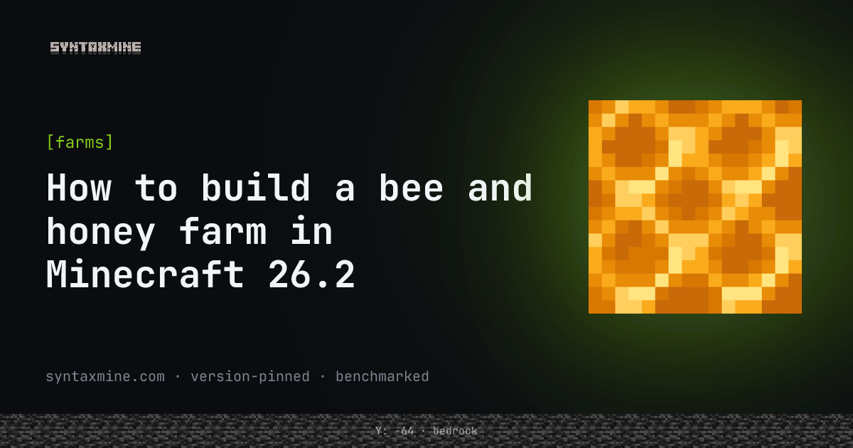 A bee farm with beehives, a dispenser harvesting honey bottles, and a campfire below to calm the bees