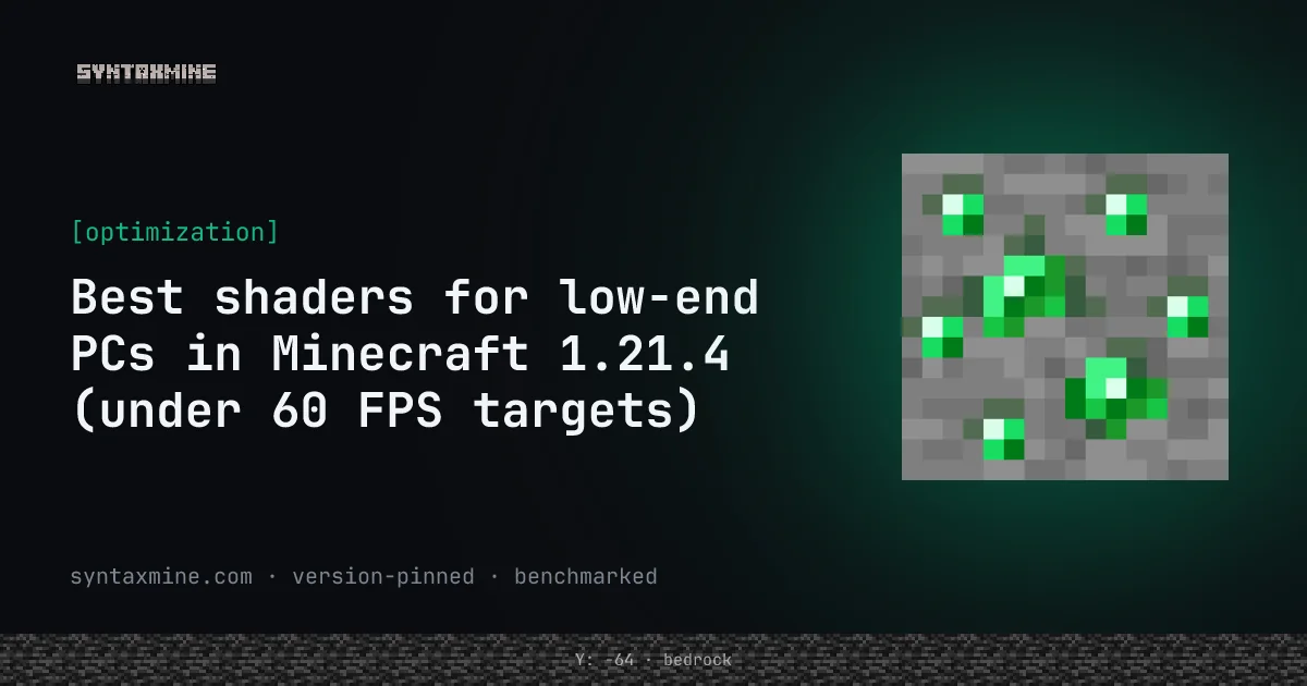 Minecraft 1.21.4 with lightweight shaders running on a low-end PC