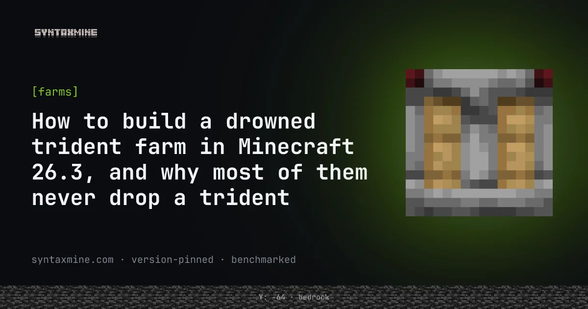 Minecraft drowned trident farm in a river biome, Java 26.3