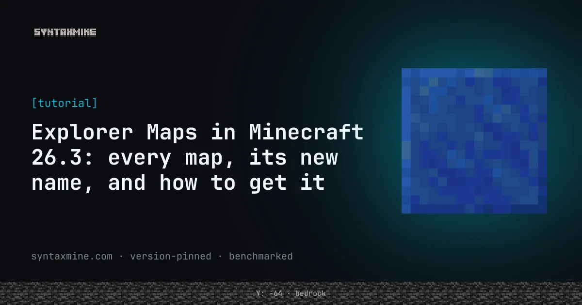 A cartographer villager trading an explorer map in a Minecraft 26.3 village