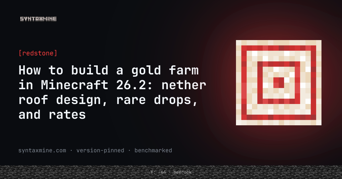 Nether roof gold farm layout in Minecraft 26.2