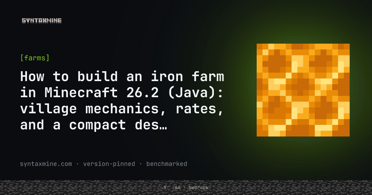Compact village-based iron farm in Minecraft 26.2 Java Edition