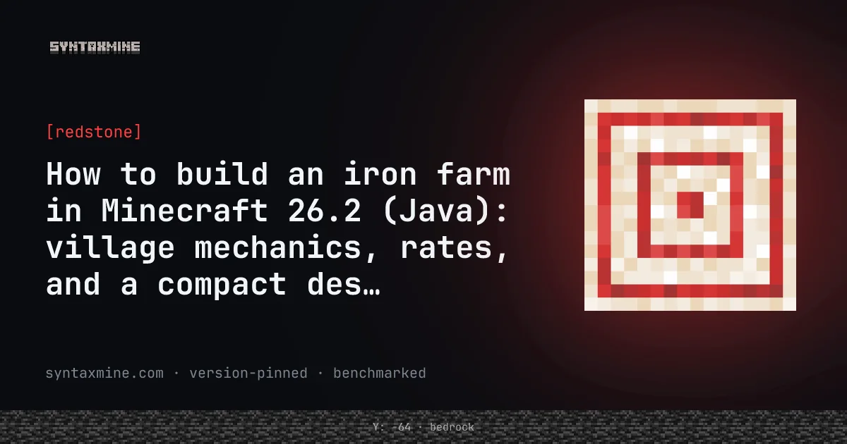Compact village-based iron farm in Minecraft 26.2 Java Edition