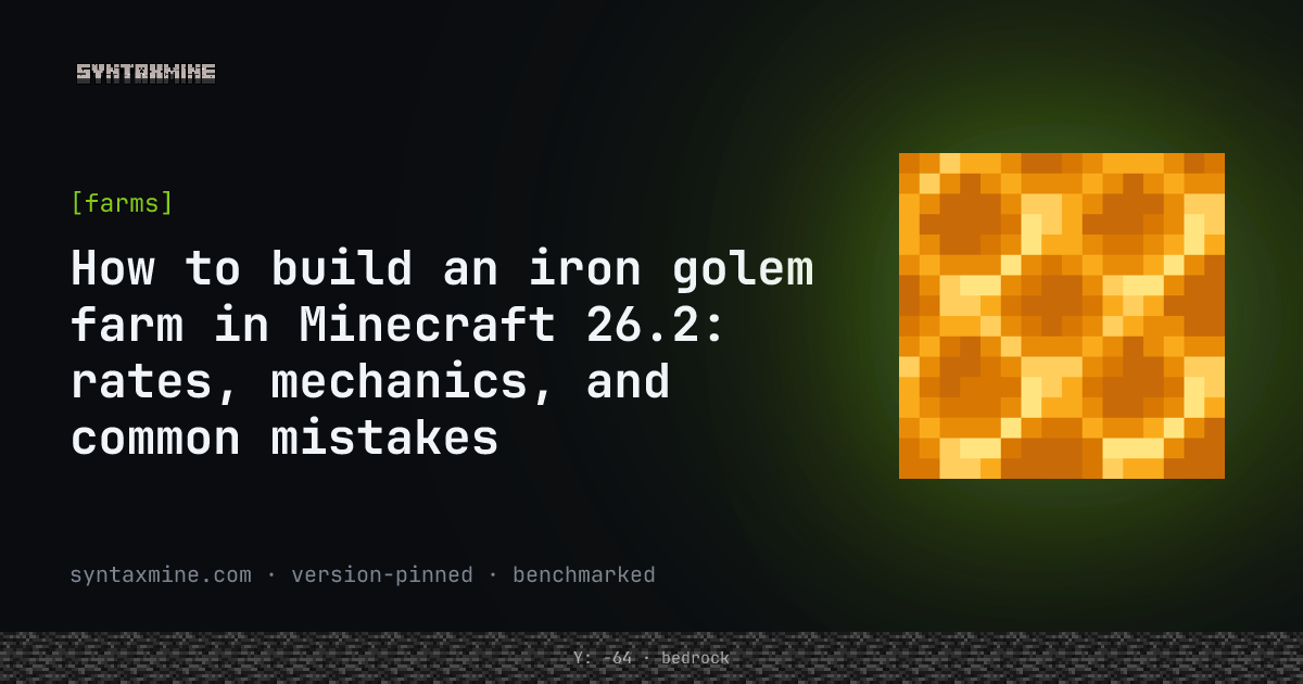 Iron golem farm design schematic in Minecraft 26.2