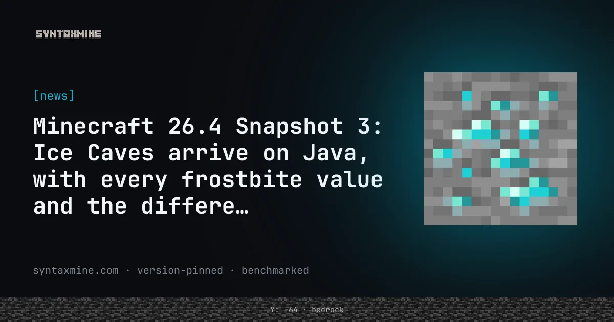 Minecraft Java 26.4 Snapshot 3 ice caves with frostbites
