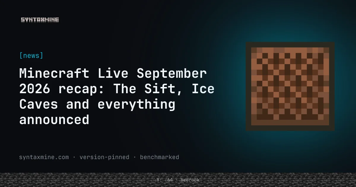 Minecraft Live September 2026 recap: The Sift dimension and the Ice Caves drop