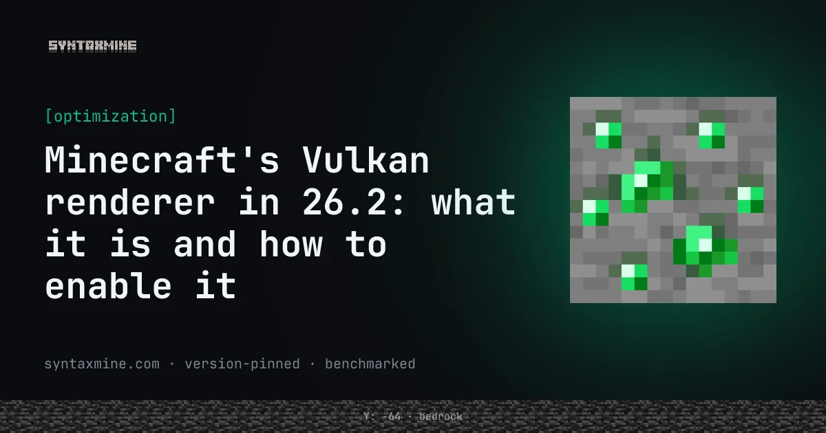 Minecraft 26.2 video settings showing the new Graphics API option with Vulkan