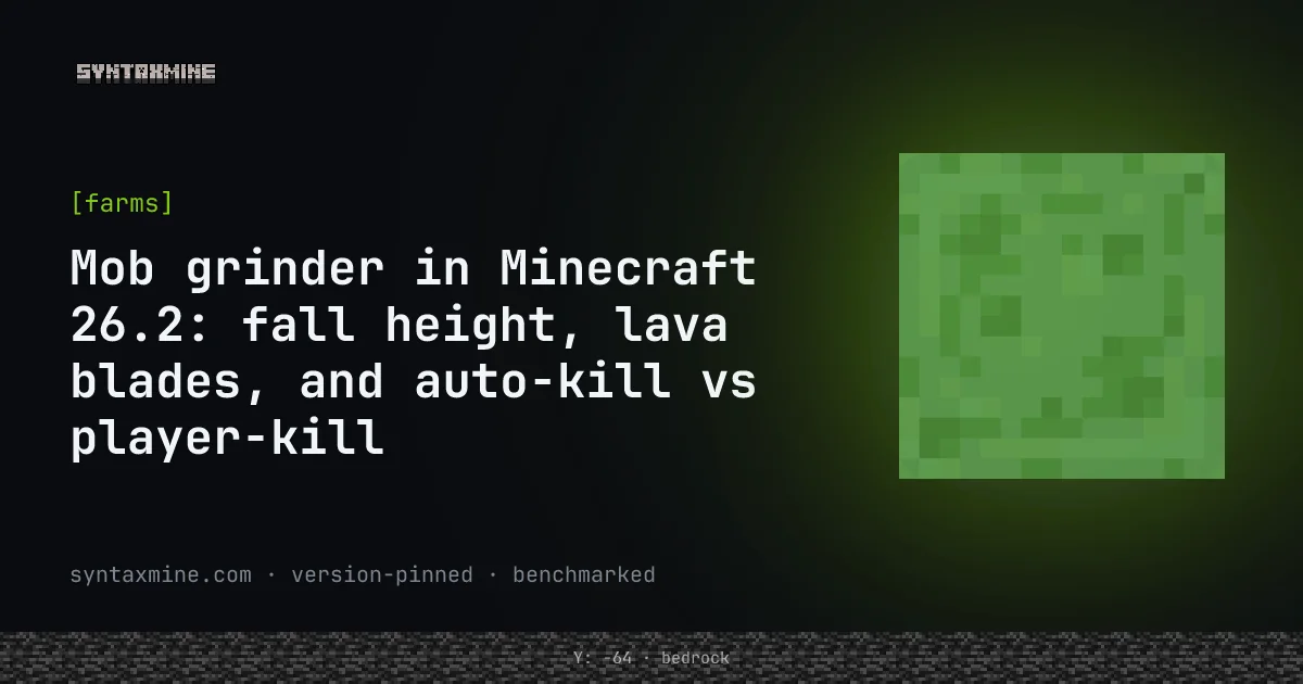 Mob grinder kill chamber with a fall shaft in Minecraft 26.2