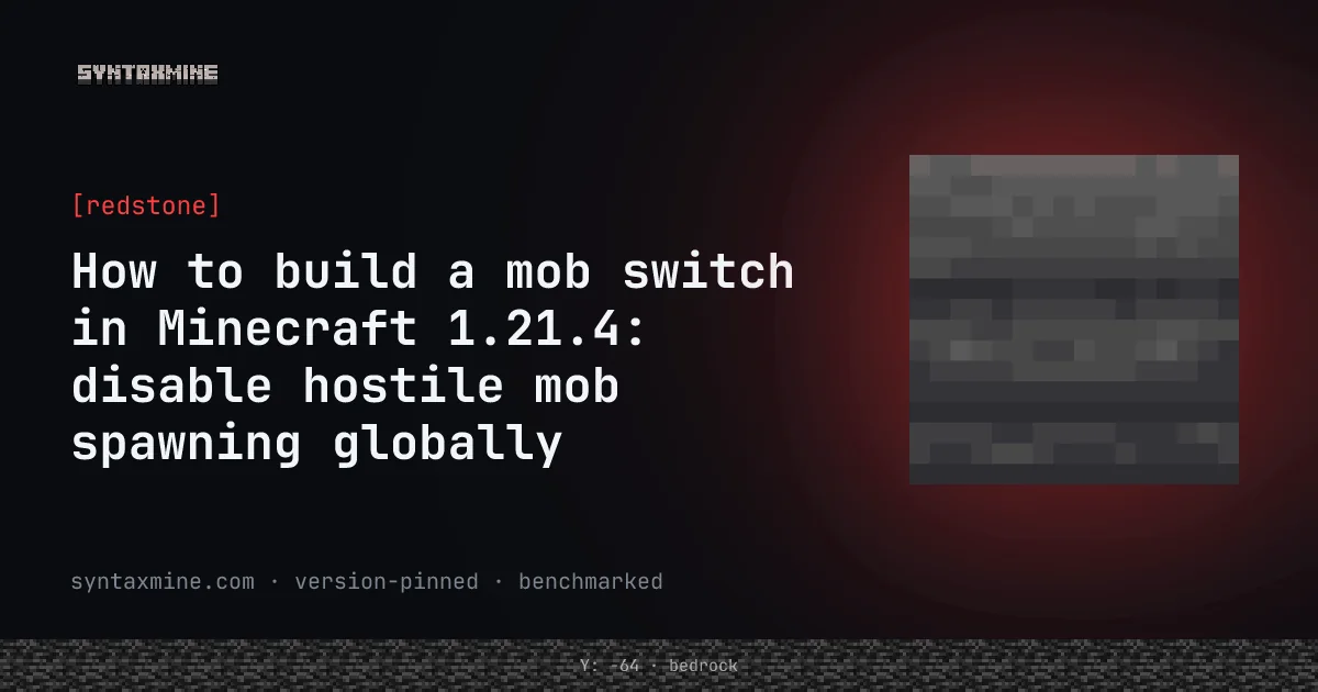Mob switch design filling the hostile mob cap in Minecraft 26.2