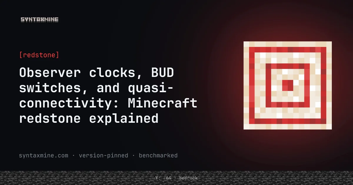 Observer and BUD switch redstone circuits diagram in Minecraft