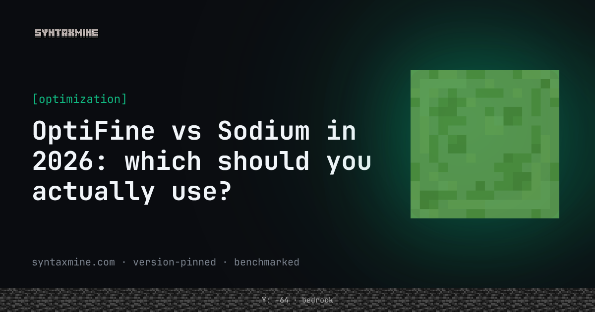 A side-by-side FPS comparison of OptiFine and Sodium running the same Minecraft world