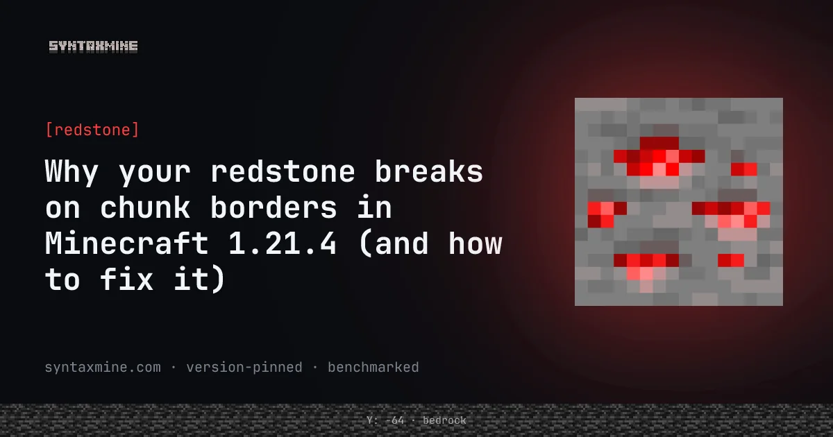 Redstone contraption split across a chunk border in Minecraft 26.2