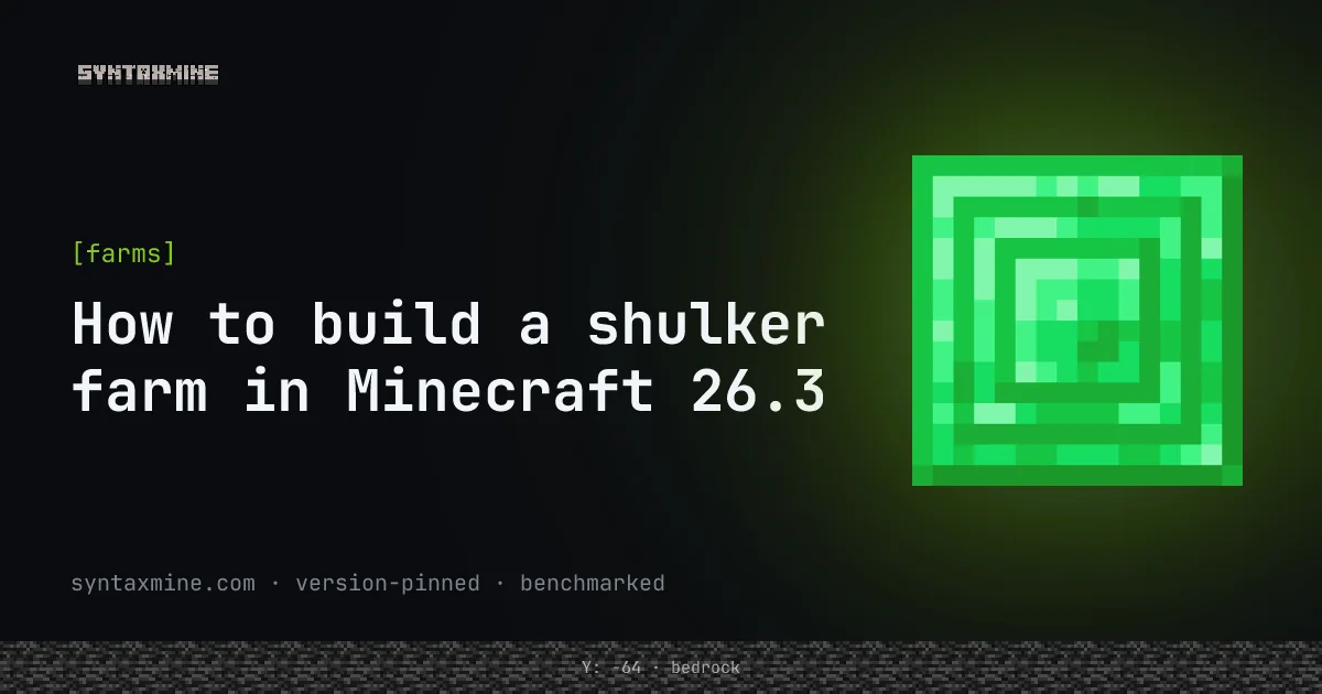 A shulker duplication farm built into the walls of an End city, separating shulkers to keep the duplication chance high