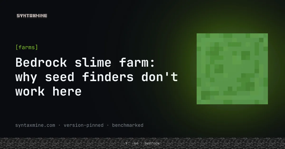 Bedrock Edition slime farm dug into a fixed-coordinate slime chunk deep underground