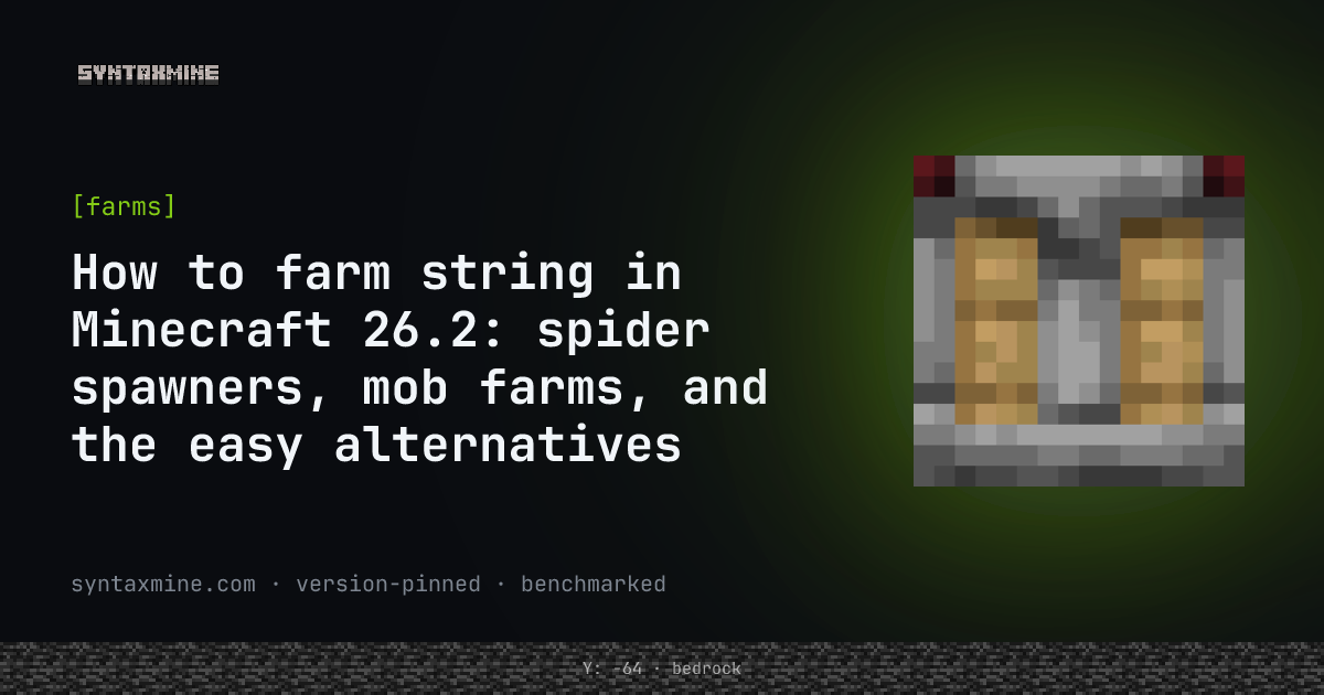 Spider spawner converted into a string farm in Minecraft 26.2