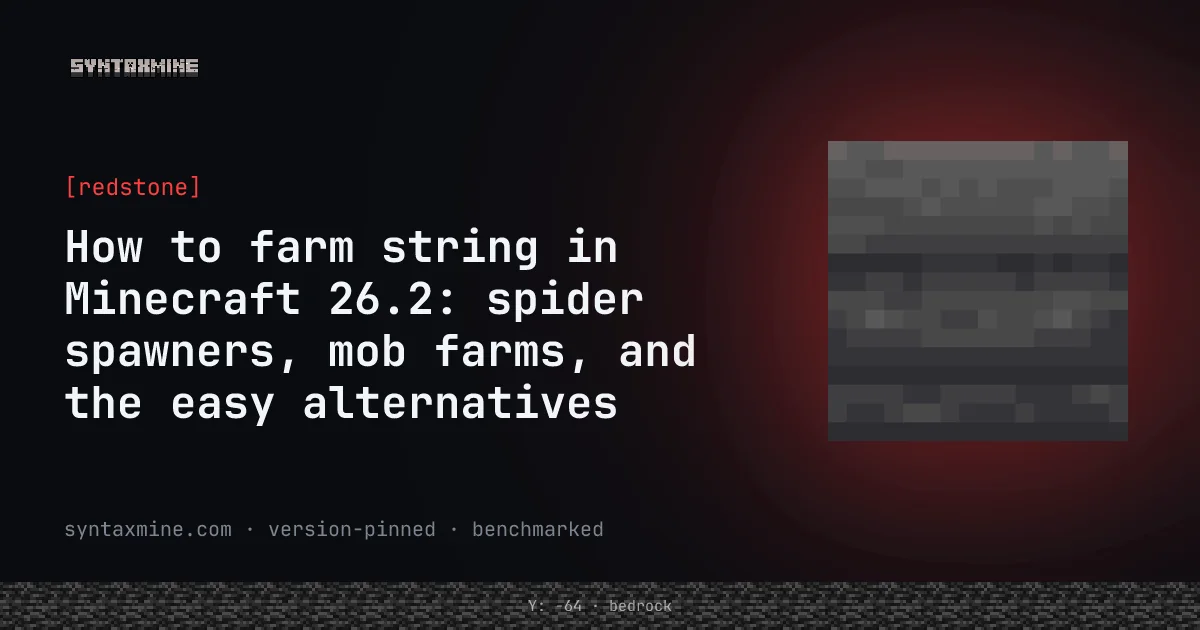 Spider spawner converted into a string farm in Minecraft 26.2