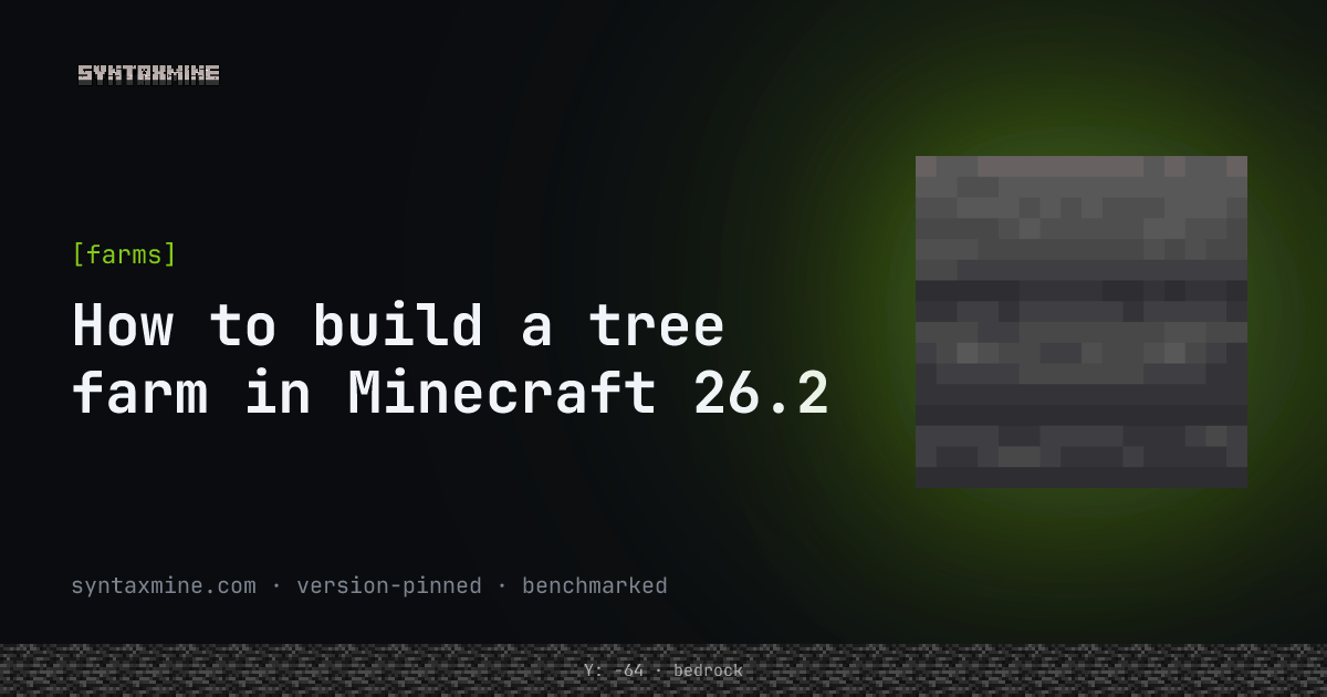 A tree farm with saplings grown by bone meal and harvested for stacks of logs
