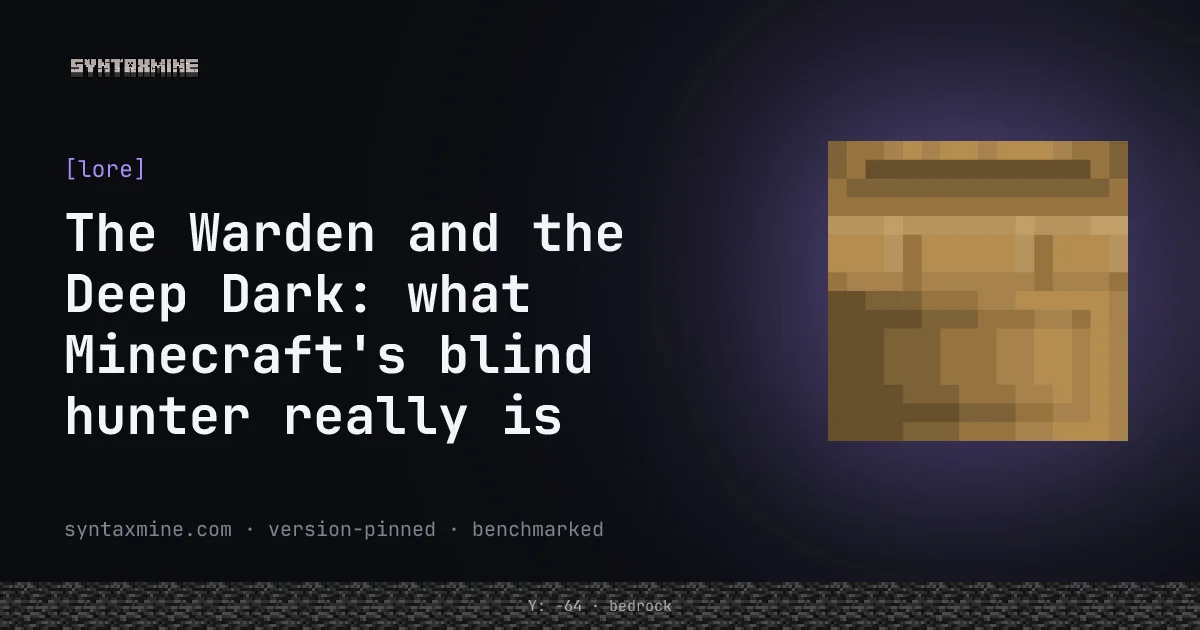 The Warden emerging from a sculk-covered Ancient City with glowing chest cavity