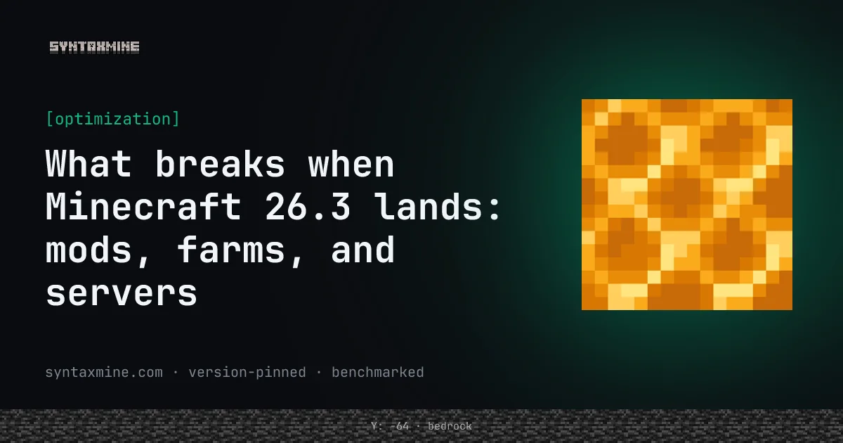 Minecraft 26.3 update compatibility check for mods, shaders, and servers
