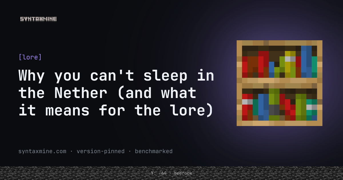 A bed exploding in the Nether next to a Minecraft player surrounded by red netherrack