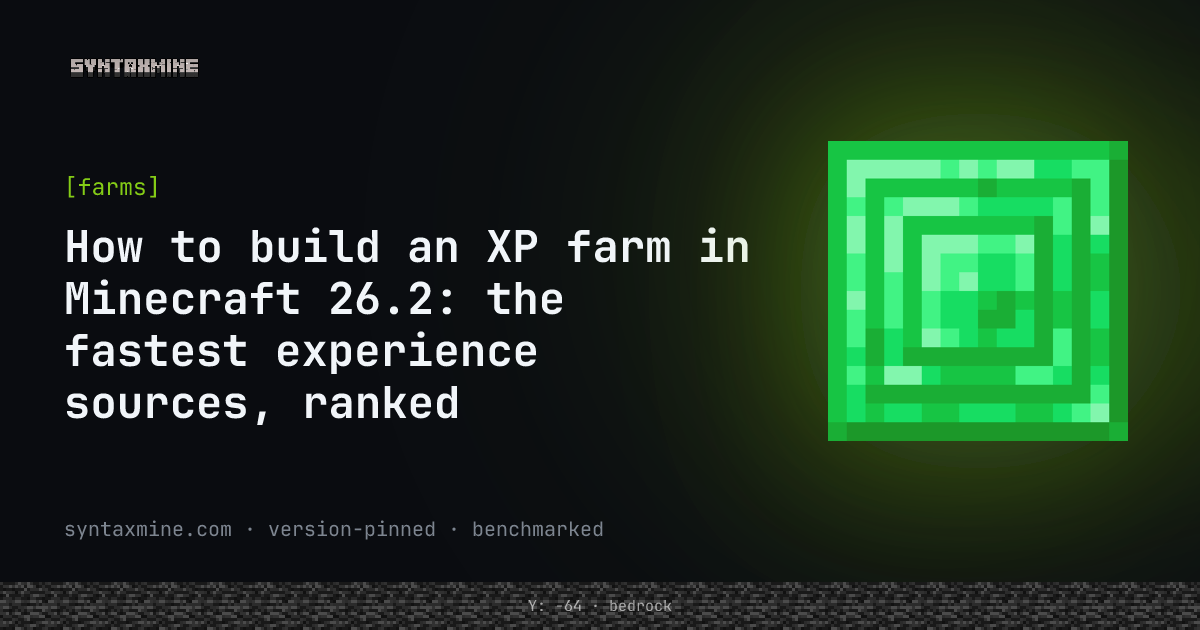 Dark-room mob XP farm with a player kill spot in Minecraft 26.2